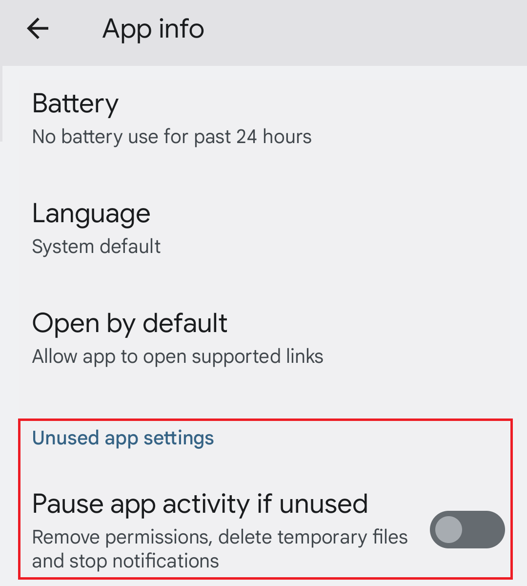 App info - Pause app activity